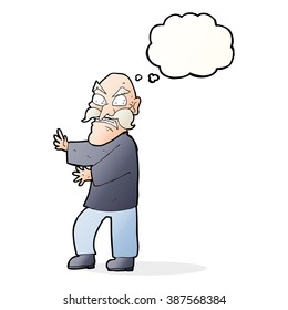 cartoon angry old man with thought bubble