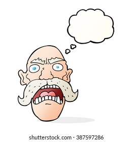 cartoon angry old man with thought bubble