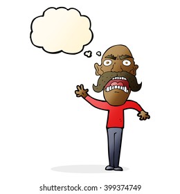 cartoon angry old man with thought bubble