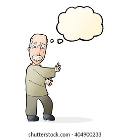cartoon angry old man with thought bubble
