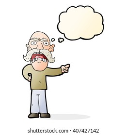 cartoon angry old man with thought bubble