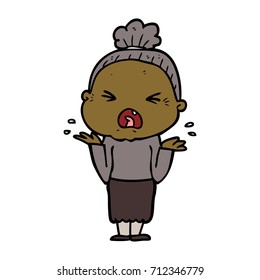 cartoon angry old woman