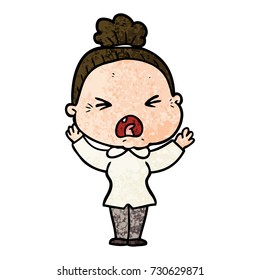 cartoon angry old woman