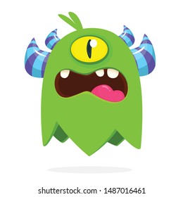 Cartoon angry one eye monster cyclops. Halloween illustration of excited monster. Vector
