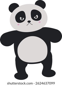 Cartoon Urso Panda Bravo. Ilustração do vetor panda de Kawaii.
