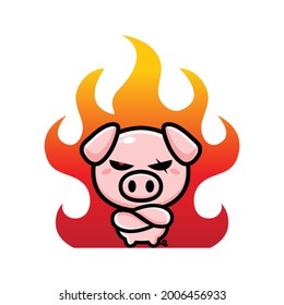 cartoon angry pig character design