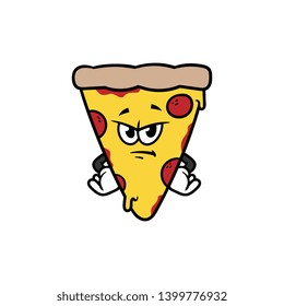 Cartoon Angry Pizza Character Vector