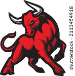 Cartoon angry red bull mascot