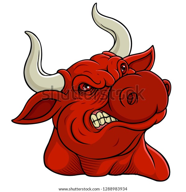 Cartoon Angry Red Bull Mascot Isolated Stock Vector Royalty Free
