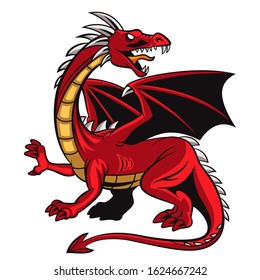 Cartoon angry red dragon mascot
