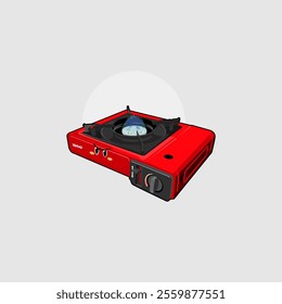 cartoon of an angry red portable stove