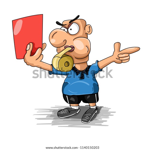 Cartoon Angry Referee Red Card Stock Vector (Royalty Free) 1140150203 ...