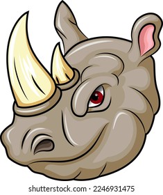 Cartoon angry rhino head mascot