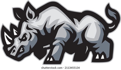 Cartoon angry rhino mascot design