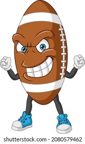 Cartoon angry rugby ball mascot