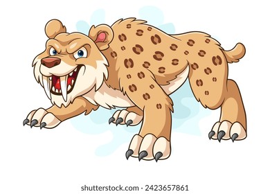 Cartoon angry saber tooth tiger