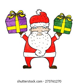 cartoon angry santa bearing gifts