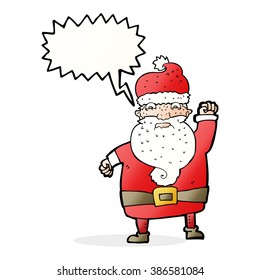 cartoon angry santa claus with speech bubble