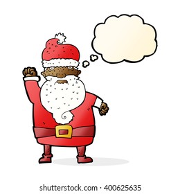 cartoon angry santa claus with thought bubble
