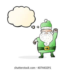 cartoon angry santa claus with thought bubble