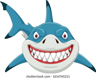 Cartoon angry shark isolated on white background