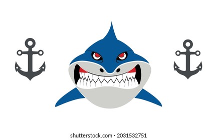 Cartoon Angry shark vector material