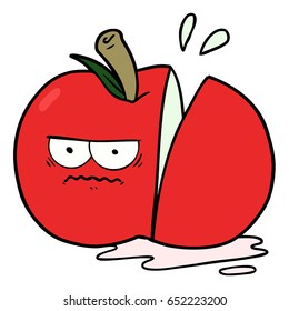 cartoon angry sliced apple