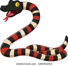 Cartoon angry snake on white background svg