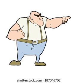 Cartoon Angry Tough Guy Pointing