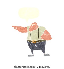 cartoon angry tough guy pointing with speech bubble