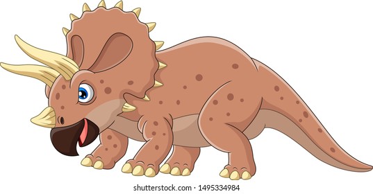 Cartoon angry triceratops isolated on white background