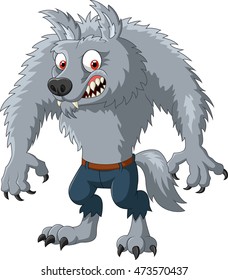 Cartoon angry werewolf character