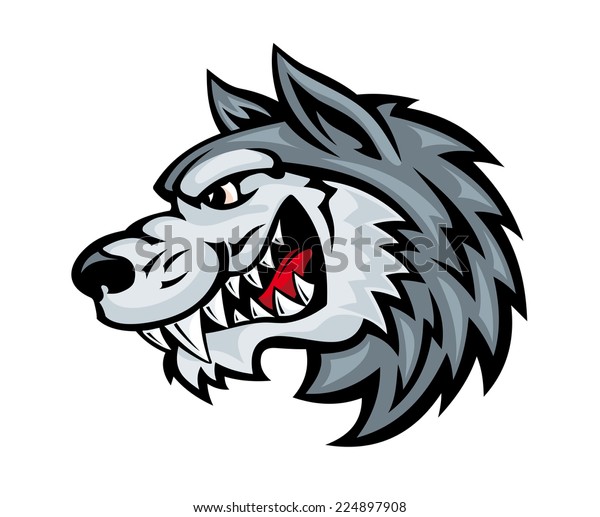 Cartoon Angry Wolf Head Isolated On Stock Vector (Royalty Free) 224897908