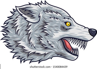 Cartoon angry wolf head mascot