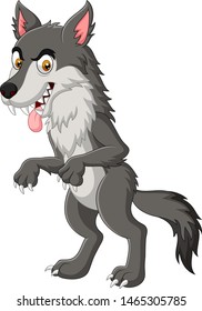 Cartoon angry wolf isolated on white background