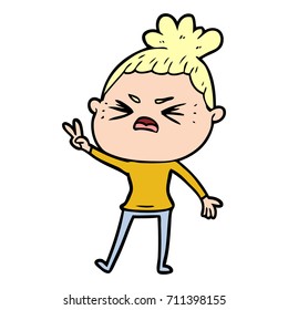 cartoon angry woman