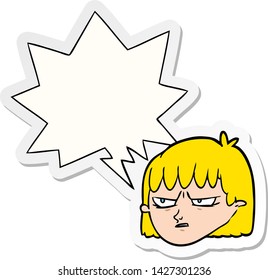 cartoon angry woman with speech bubble sticker