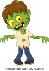 Cartoon angry zombie boy standing