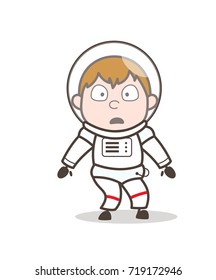 Cartoon Anguished Spaceman Face Expression Vector Illustration