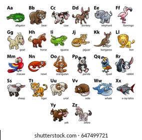 A cartoon animal alphabet set abc educational wall chart 