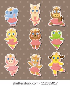 cartoon animal ballerina dancer stickers