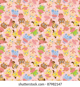 cartoon animal ballerina seamless pattern
