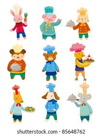 cartoon animal chef icons