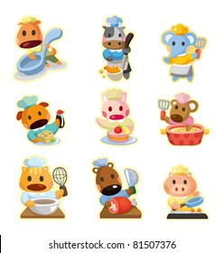 cartoon animal chef icons collection,vector