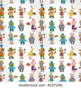 cartoon animal chef seamless pattern