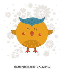 Cartoon animal, cute baby animal. Vector owl isolated on white background. For design greeting cards, prints, scrapbook, shirt, logo and more
