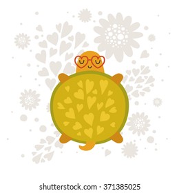 Cartoon animal, cute baby animal. Vector turtle isolated on white background. For design greeting cards, prints, scrapbook, shirt, logo and more