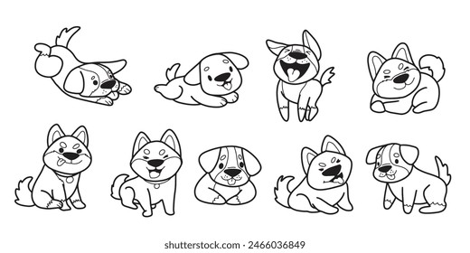 cartoon animal
cute dog 
Cute coloring book. Hand drawn. Vector illustration.