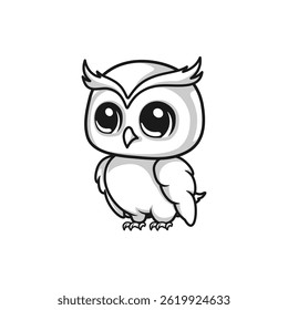 Cartoon Animal Cute Illustration Vector Design Black and White
