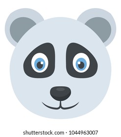 Cartoon animal, cute panda bear face 